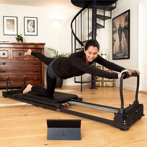 آلة إصلاح البيلاتس القابلة للطي Latona® | سرير قابل للطي للاستخدام المنزلي والاستوديو للمبتدئين | معدات الصالة الرياضية الهوائية لممارسة تمارين اللياقة البدنية | وسادة للرأس والجسم للدعم in Saudi Arabia