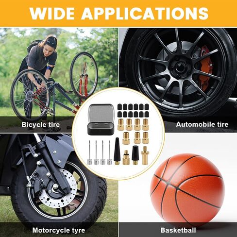 27pcs Presta Valve Adaptor Kits, Presta Valve Adapter, Schrader to Presta Valve Adapter, Metal Ball Needles and Adapter Valve Adapter Kit with Box for Bike Scooters Football Etc in Saudi Arabia