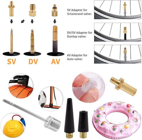 27pcs Presta Valve Adaptor Kits, Presta Valve Adapter, Schrader to Presta Valve Adapter, Metal Ball Needles and Adapter Valve Adapter Kit with Box for Bike Scooters Football Etc in Saudi Arabia