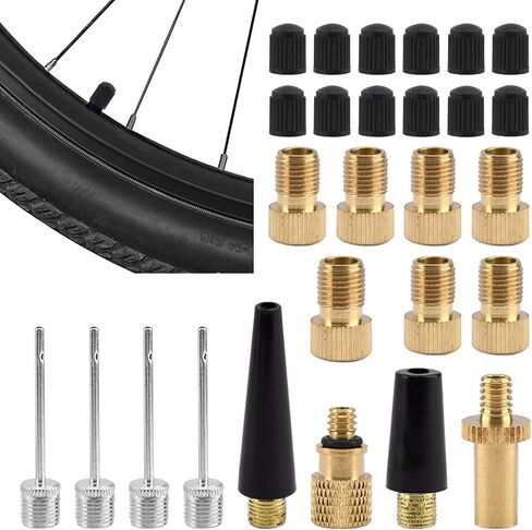 27pcs Presta Valve Adaptor Kits, Presta Valve Adapter, Schrader to Presta Valve Adapter, Metal Ball Needles and Adapter Valve Adapter Kit with Box for Bike Scooters Football Etc in Saudi Arabia