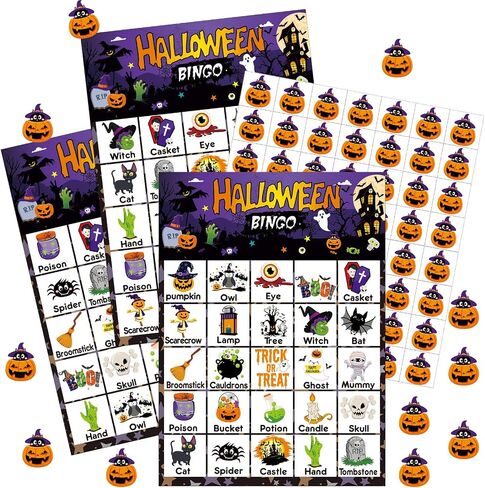 Shappy Halloween Bingo Games for Adults 32 Players Halloween Spooky Bingo Game Set 5.1 x 7.1 in Halloween Bingo Pumpkins Cards Calling Cards for Teens School Holiday Halloween Gender Reveal Supply in Saudi Arabia