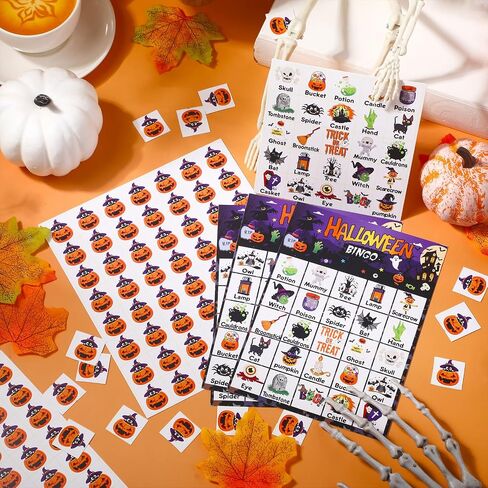 Shappy Halloween Bingo Games for Adults 32 Players Halloween Spooky Bingo Game Set 5.1 x 7.1 in Halloween Bingo Pumpkins Cards Calling Cards for Teens School Holiday Halloween Gender Reveal Supply in Saudi Arabia
