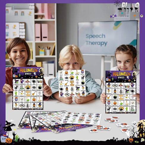 Shappy Halloween Bingo Games for Adults 32 Players Halloween Spooky Bingo Game Set 5.1 x 7.1 in Halloween Bingo Pumpkins Cards Calling Cards for Teens School Holiday Halloween Gender Reveal Supply in Saudi Arabia
