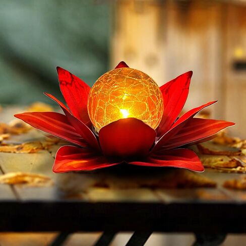 SUNFACE 2 Pack Solar Lights Outdoor Garden Glass Christmas Flower Lamp Waterproof LED Metal Flower Lights Outdoor Garden Table Decor for Outside Balcony, Patio, Deck, Porch, Walkway in Saudi Arabia