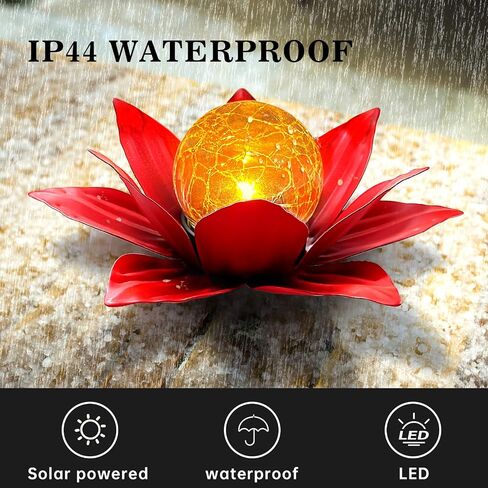 SUNFACE 2 Pack Solar Lights Outdoor Garden Glass Christmas Flower Lamp Waterproof LED Metal Flower Lights Outdoor Garden Table Decor for Outside Balcony, Patio, Deck, Porch, Walkway in Saudi Arabia