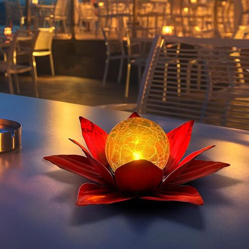 SUNFACE 2 Pack Solar Lights Outdoor Garden Glass Christmas Flower Lamp Waterproof LED Metal Flower Lights Outdoor Garden Table Decor for Outside Balcony, Patio, Deck, Porch, Walkway in Saudi Arabia