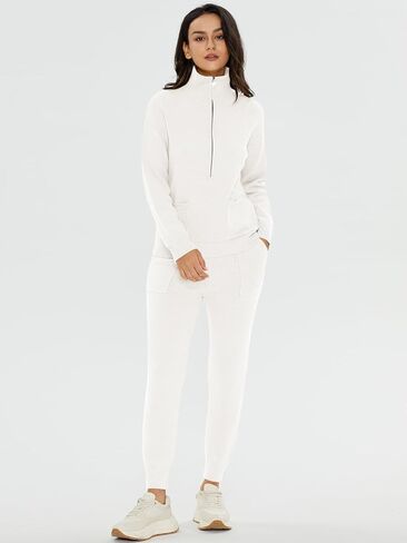 DEEP SELF Women's Sweater Sets Two Piece Outfits Long Sleeve Pullover Half Zip Jogger Pants Lounge Sets with Pockets in Saudi Arabia