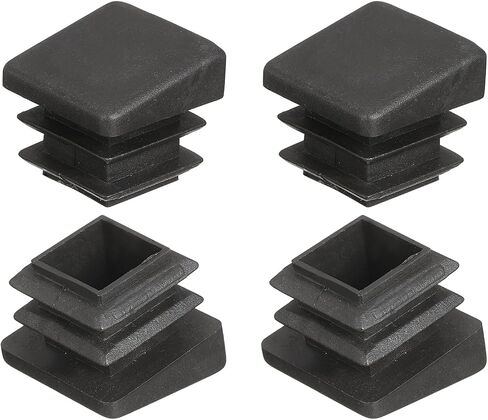 uxcell 1 x 1 Inch Square Plastic Plug, 12 Pcs White Pipe Tubing End Cap Plastic Plug Cap Insert Glide Insert for Metal Tubing Fence Table Chairs Furniture, Black in Saudi Arabia