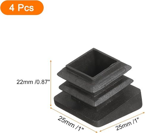 uxcell 1 x 1 Inch Square Plastic Plug, 12 Pcs White Pipe Tubing End Cap Plastic Plug Cap Insert Glide Insert for Metal Tubing Fence Table Chairs Furniture, Black in Saudi Arabia