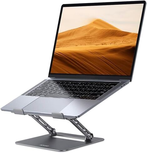Aoviho Adjustable Laptop Stand for Desk,Portable Laptop Stand Holder and Riser,Foldable Aluminum Notebook Computer Stands for MacBook Air Pro HP Lenovo Dell Samsung Chromebook, 10-15.6 inch, Silver in Saudi Arabia