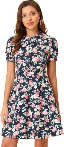 Allegra K Retro Vintage Dress for Women's 50s Floral Peter Pan Collar Dresses in Saudi Arabia