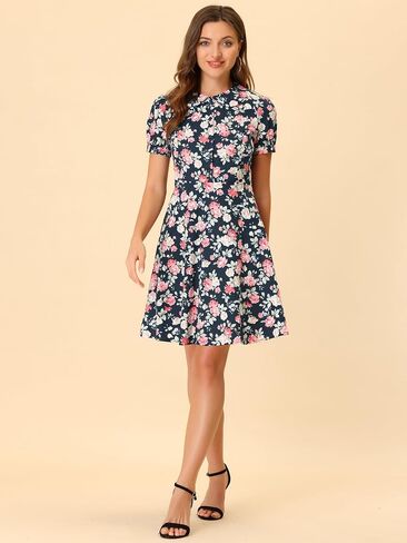 Allegra K Retro Vintage Dress for Women's 50s Floral Peter Pan Collar Dresses in Saudi Arabia