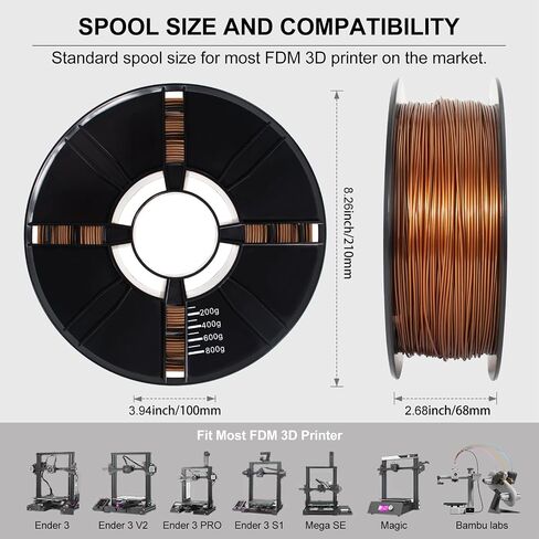 PETG Filament 1.75mm Metallic Red Copper PETG, Powerful PETG Filament 1.75mm 3D Printer Filament 1kg -Metal-Like 1.75 PETG Filament Tough & High Rigidity 3D Printing Petg Filament Metallic in Saudi Arabia