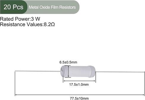 YOKIVE 20 Pcs Metal Oxide Film Resistors, Axis Lead Resistor, Keep Normal Circuit Operation, Great for Electric Power Equipment (Grey, 3W, 8.2 Ohm) in Saudi Arabia