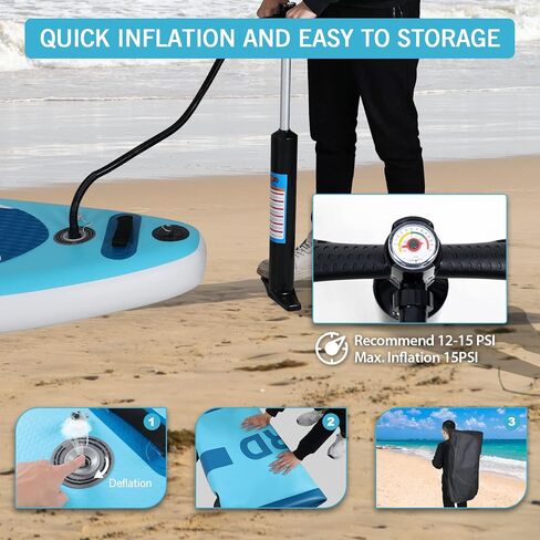 لوح مجداف قابل للنفخ من فولوات مع لوح لب، مقعد كاياك، مانع للانزلاق، إلخ، لوح مجداف قابل للنفخ خفيف الوزن للمراهقين والبالغين in Kuwait