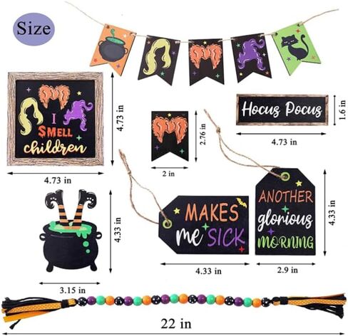 11Pcs Halloween Decorations Tiered Tray Decor BaHalloween Decorations Halloween Tiered Tray Decor Halloween Mini Banner Farmhouse Rustic Wooden Signs for Halloween Home and Office Decor (Honorable in Saudi Arabia