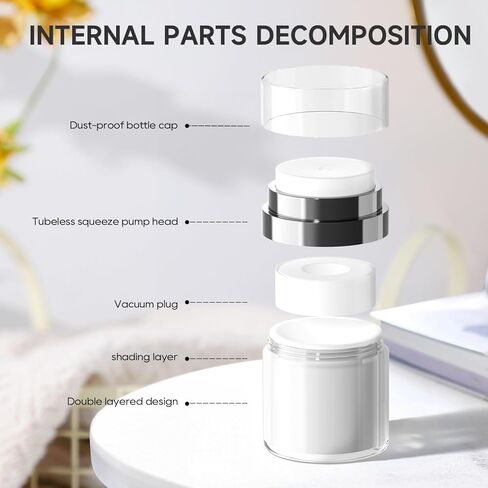 Morfone Airless Pump Jars, 1.0 oz Lotion Dispenser, Moisturizer Pump Container, Leak-proof Travel Containers for Cream Lotion Gels Thick Moisturizer Toiletry (Duck Billed Pump Head) in Kuwait