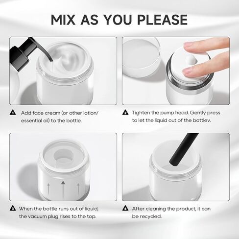 Morfone Airless Pump Jars, 1.0 oz Lotion Dispenser, Moisturizer Pump Container, Leak-proof Travel Containers for Cream Lotion Gels Thick Moisturizer Toiletry (Duck Billed Pump Head) in Kuwait