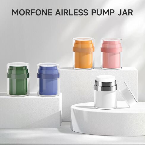 Morfone Airless Pump Jars, 1.0 oz Lotion Dispenser, Moisturizer Pump Container, Leak-proof Travel Containers for Cream Lotion Gels Thick Moisturizer Toiletry (Duck Billed Pump Head) in Kuwait