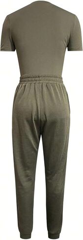 مجموعة ملابس رياضية نسائية من LovelyWholesale مكونة من قطعتين بأكمام قصيرة وسروال رياضي in Kuwait