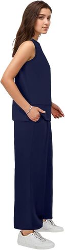 MZROCR Two Piece Sets for Women Summer Sleeveless Lounge Sets for Women Casual Travel Outfits Wide Leg Tracksuits in Saudi Arabia