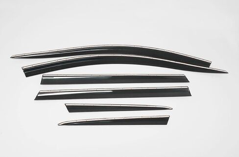 AUTOCLOVER Tape-On Rain Guards Window Visors 6 Pcs Set for Hyundai Santa Fe 2015 2016 2017 2018 / Window Deflectors, Out-Channel Vent Shades (Chrome Line Black) in Saudi Arabia