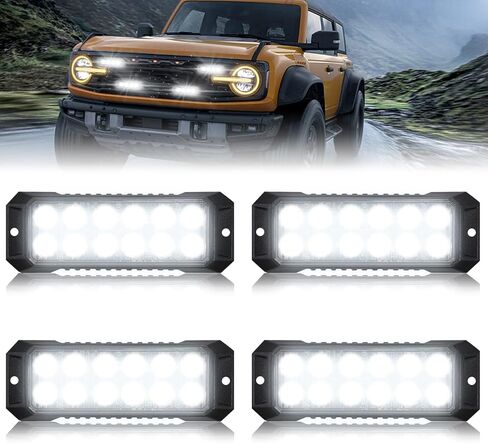 4PCS Strobe Lights for Trucks, Emergency Lights for Vehicles Flashing Lights, 12-LED Led Strobe Lights Grille Light Head, for Firefighter Police Trucks Vehicles (Red and White) in Saudi Arabia