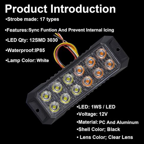 4PCS Strobe Lights for Trucks, Emergency Lights for Vehicles Flashing Lights, 12-LED Led Strobe Lights Grille Light Head, for Firefighter Police Trucks Vehicles (Red and White) in Saudi Arabia