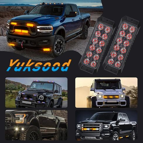 4PCS Strobe Lights for Trucks, Emergency Lights for Vehicles Flashing Lights, 12-LED Led Strobe Lights Grille Light Head, for Firefighter Police Trucks Vehicles (Red and White) in Saudi Arabia