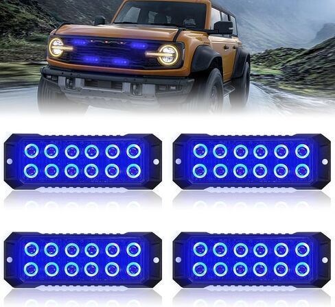 4PCS Strobe Lights for Trucks, Emergency Lights for Vehicles Flashing Lights, 12-LED Led Strobe Lights Grille Light Head, for Firefighter Police Trucks Vehicles (Red and White) in Saudi Arabia