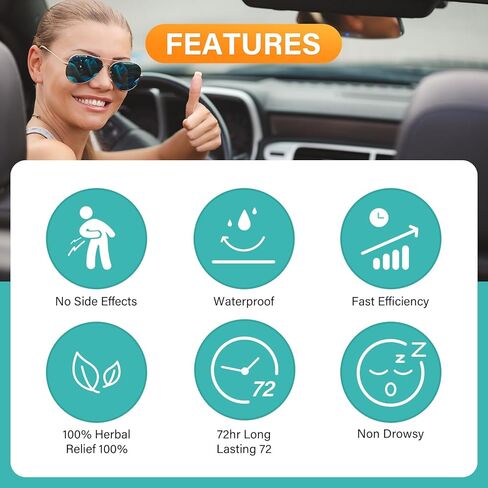 رقع عشبية طبيعية 100% لتخفيف الصداع النصفي وتخفيف دوار الحركة، وتخفيف آلام الصداع، سهلة الحمل، عبوة مكونة من 50 قطعة in Kuwait