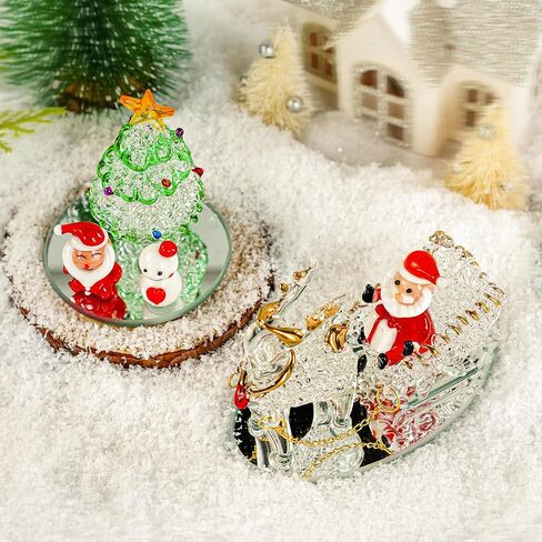 H&D HYALINE & DORA Blown Glass Santa Sleigh Figurines, Handmade Christmas Collectible Decorations,Mini Glass Christmas Figurines for Indoor Decorations & Holiday Displays in Kuwait