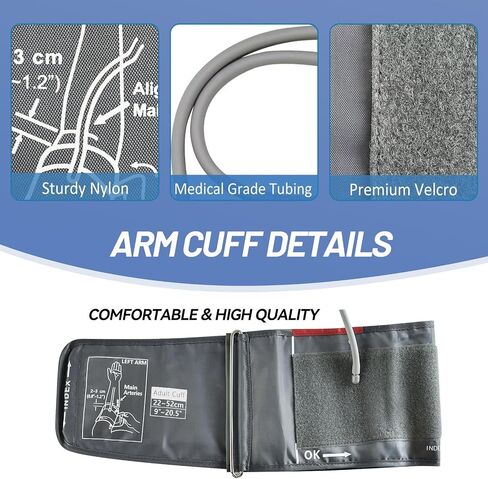 Blood Pressure Cuff, XL Replacement Upper Cuff Compatible with BP Extra Replacement Applicable for 9"-20.5" Inches (22-52CM) Big Arm, Adult Large Cuff, 1.0 Count in Saudi Arabia