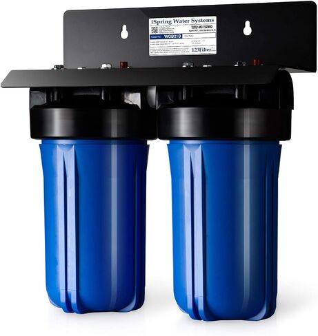 iSpring WGB21B 2-Stage Whole House Water Filtration System, with 10" x 4.5" Sediment CTO(Chlorine, Taste, and Odor) Filter, 1" Inlet/Outlet in Kuwait