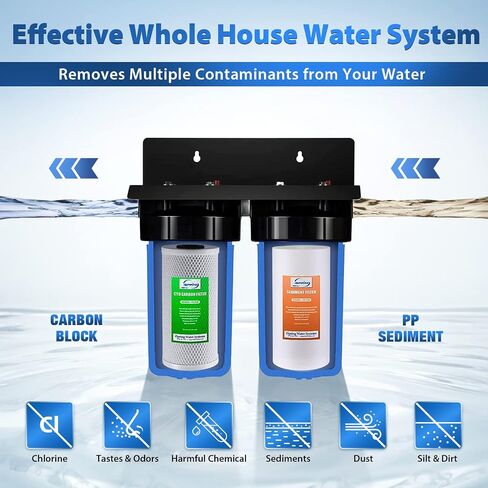iSpring WGB21B 2-Stage Whole House Water Filtration System, with 10" x 4.5" Sediment CTO(Chlorine, Taste, and Odor) Filter, 1" Inlet/Outlet in Kuwait
