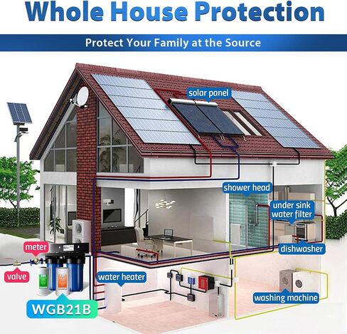iSpring WGB21B 2-Stage Whole House Water Filtration System, with 10" x 4.5" Sediment CTO(Chlorine, Taste, and Odor) Filter, 1" Inlet/Outlet in Kuwait