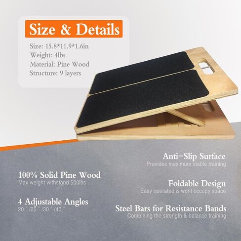 Portable Wood Slant Board for Calf Stretching Squats Calf Stretcher Physical Therapy Equipment Adjustable Incline Board for Knees Ankle Heel Feet Leg in Saudi Arabia