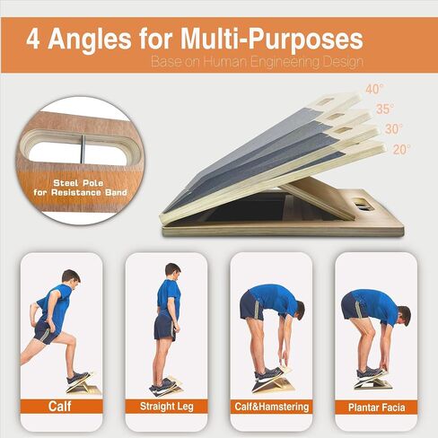 Portable Wood Slant Board for Calf Stretching Squats Calf Stretcher Physical Therapy Equipment Adjustable Incline Board for Knees Ankle Heel Feet Leg in Saudi Arabia