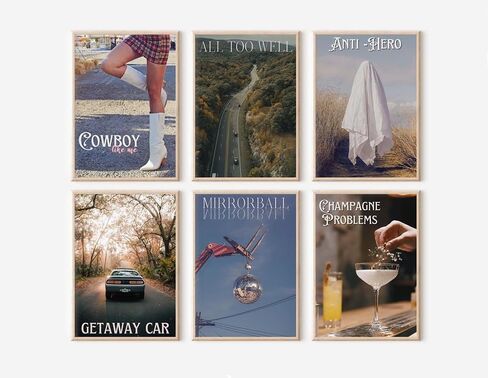 Generic Reputation Music Folklore Midnights Poster Taylor Poster Canvas Bedroom Decor Canvas Wall Art for Room Aesthetic Prints for Teens, Girls Room Decor Set of 6 (8x10inch, Unframed), Style a in Saudi Arabia