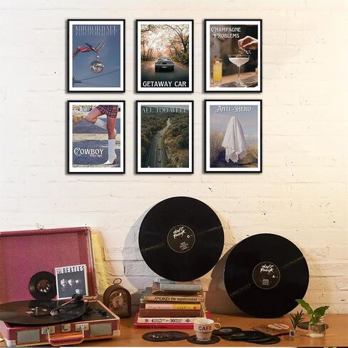 Generic Reputation Music Folklore Midnights Poster Taylor Poster Canvas Bedroom Decor Canvas Wall Art for Room Aesthetic Prints for Teens, Girls Room Decor Set of 6 (8x10inch, Unframed), Style a in Saudi Arabia