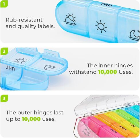 Weekly Pill Organizer 3 Times a Day, Large 7 Day Pill Box 3 Times a Day with Separate Container, Portable Pill Case for Medication, Vitamins, Fish Oil and Supplements in Saudi Arabia