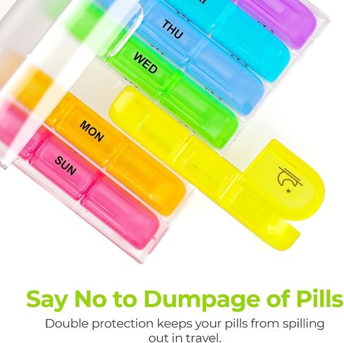 Weekly Pill Organizer 3 Times a Day, Large 7 Day Pill Box 3 Times a Day with Separate Container, Portable Pill Case for Medication, Vitamins, Fish Oil and Supplements in Saudi Arabia