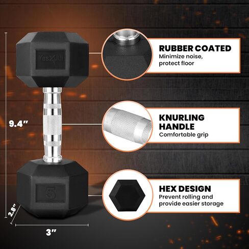 Yes4All Cast Iron - Chrome Grip Hex Dumbbell - 05 lbs - Pair in Saudi Arabia