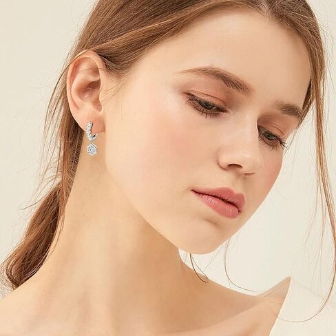 WOAINI Dangle Earrings for Women,D Color VVS1 Clarity Moissanite Solitaire Studs, 925 Sterling Silver Moissanite Diamond Small Earrings, GRA Certified in Saudi Arabia