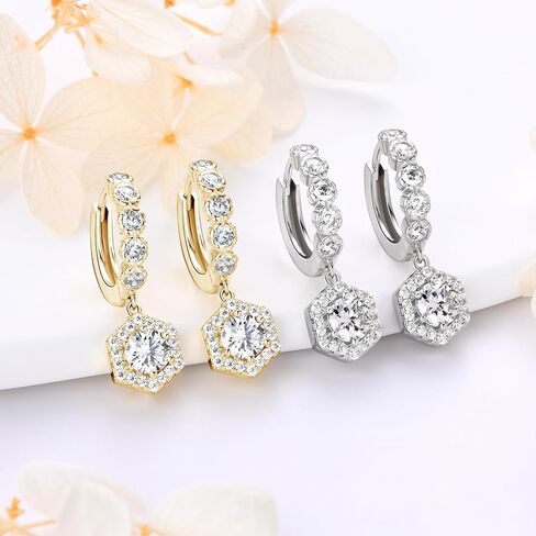 WOAINI Dangle Earrings for Women,D Color VVS1 Clarity Moissanite Solitaire Studs, 925 Sterling Silver Moissanite Diamond Small Earrings, GRA Certified in Saudi Arabia