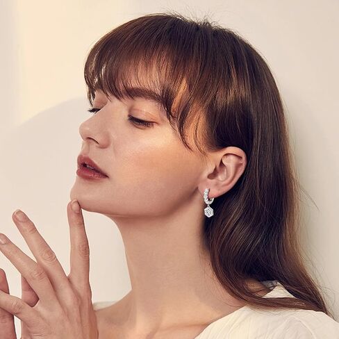WOAINI Dangle Earrings for Women,D Color VVS1 Clarity Moissanite Solitaire Studs, 925 Sterling Silver Moissanite Diamond Small Earrings, GRA Certified in Saudi Arabia