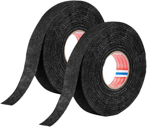 2 Rolls Wire Loom Harness Tape Speaker Wiring Tape Black Adhesive Fabric Tape Cloth Electrical Tape for Automotive Engine 19mm x 15m in Saudi Arabia