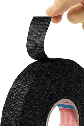 2 Rolls Wire Loom Harness Tape Speaker Wiring Tape Black Adhesive Fabric Tape Cloth Electrical Tape for Automotive Engine 19mm x 15m in Saudi Arabia