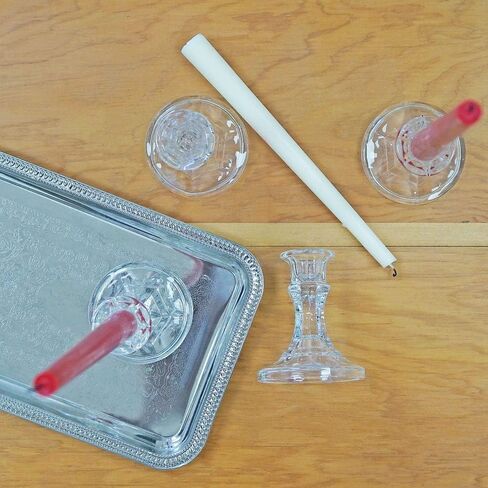 Southern Homewares Clear Glass Candlestick Holders, Sturdy Taper Candle Holders for Home Decorations, Wedding, Party, and Dining Centerpieces, 45 Pack in Kuwait