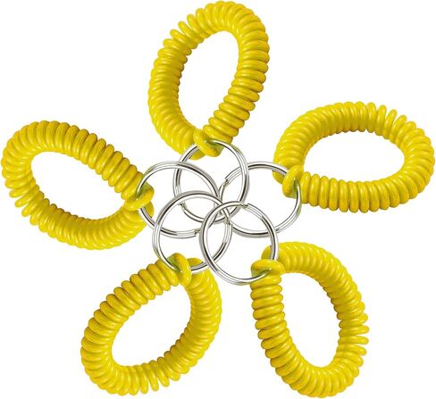 Lucky Line 2" Spiral Wrist Coil with Steel Key Ring, Flexible Wrist Band Key Chain Bracelet, Stretches To 12", Neon Pink, 5 Pack (4106605) in Saudi Arabia